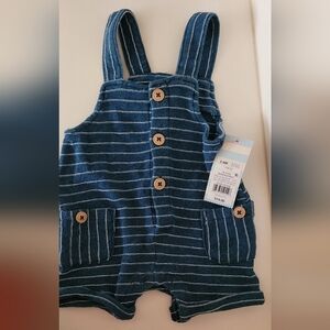 Cat and Jack Striped Blue Kids Overalls 3 to 6 mlmtja